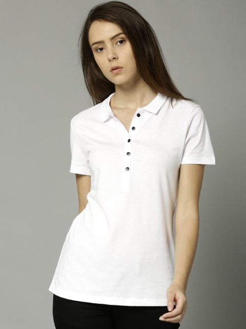 

Marks & Spencer Women White Solid Polo Collar T-shirt