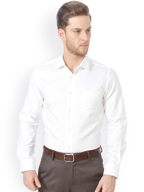 

Peter England Men White Slim Fit Self-Design Formal Shirt