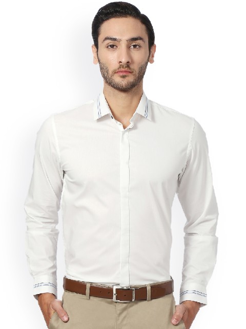 

Peter England Men White Slim Fit Solid Formal Shirt