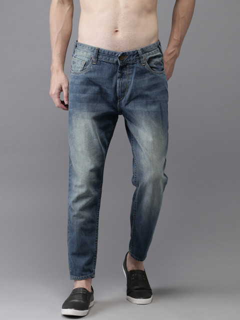 

HERE&NOW Men Blue Slim Fit Mid-Rise Clean Look Cropped Jeans