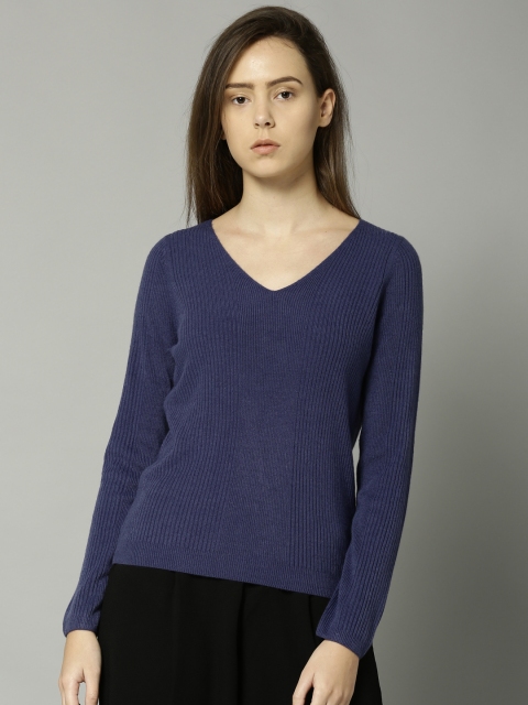 

Marks & Spencer Women Blue Striped Pullover