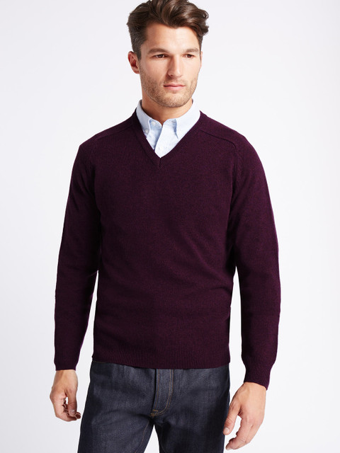 

Marks & Spencer Men Purple Solid Pullover