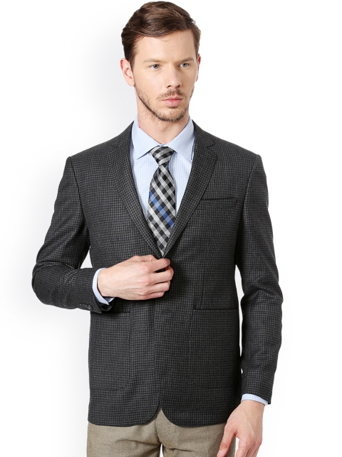 

Peter England Grey Slim Fit Checked Woollen Single-Breasted Formal Blazer