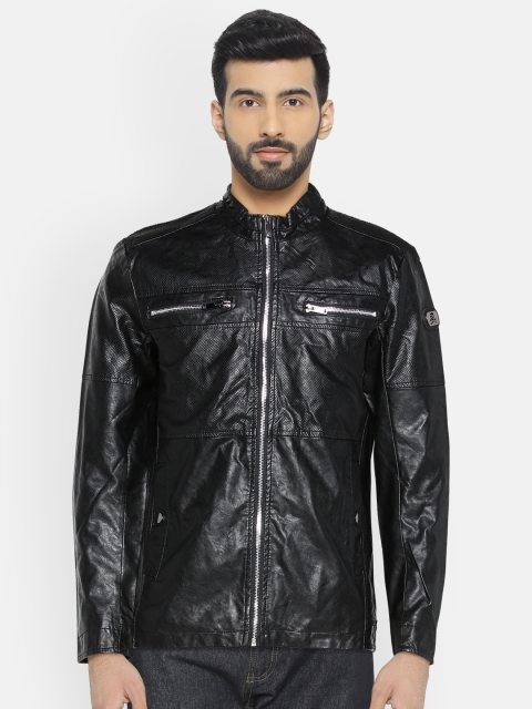 

The Indian Garage Co Men Black Solid Biker Jacket
