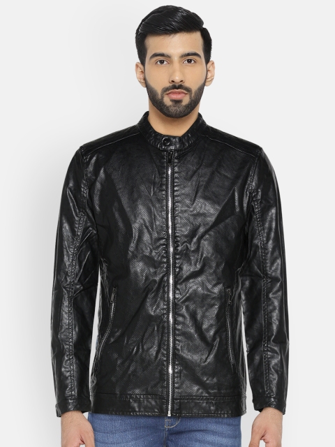 

The Indian Garage Co Men Black Solid Biker Jacket