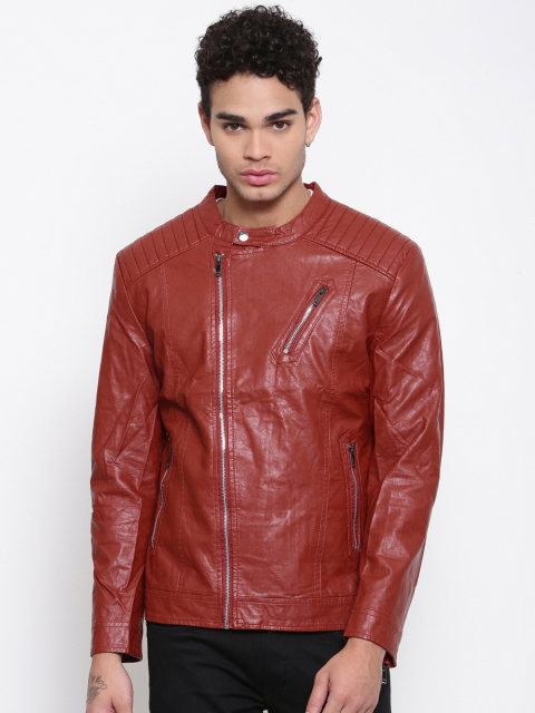 

The Indian Garage Co Men Red Solid Biker Jacket