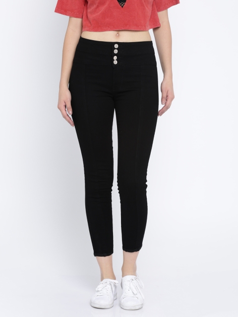 

Code 61 Women Black Skinny Ankle Fit Solid Jeggings