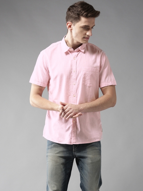 

Flying Machine Men Pink Comfort Slim Fit Solid Casual Shirt