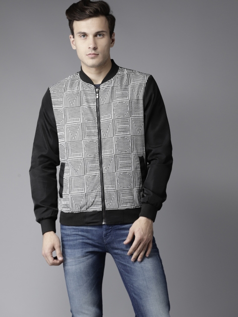 

Flying Machine Men Black Printed Bomber Jacket