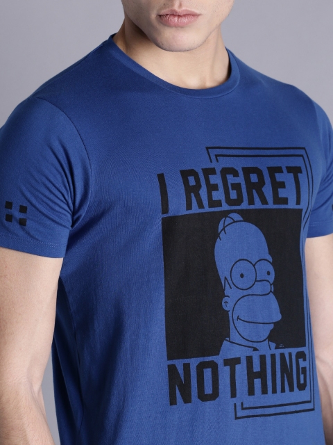 

The Simpsons Men Blue Printed Round Neck T-shirt