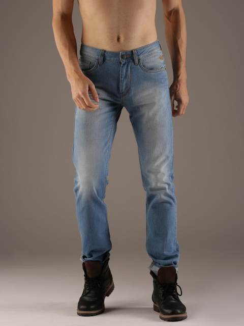 

Flying Machine Men Blue Micheal Slim Fit Mid-Rise Low Distress Jeans