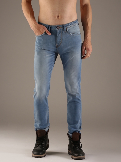 

Flying Machine Men Blue Micheal Slim Fit Mid-Rise Low Distress Stretchable Jeans