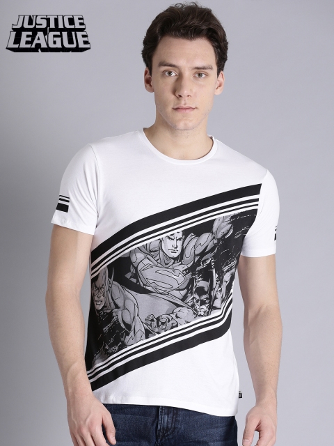 

Justice League Men White Printed Round Neck T-shirt