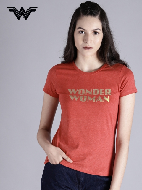 

Wonder Woman Women Red Printed Round Neck T-shirt