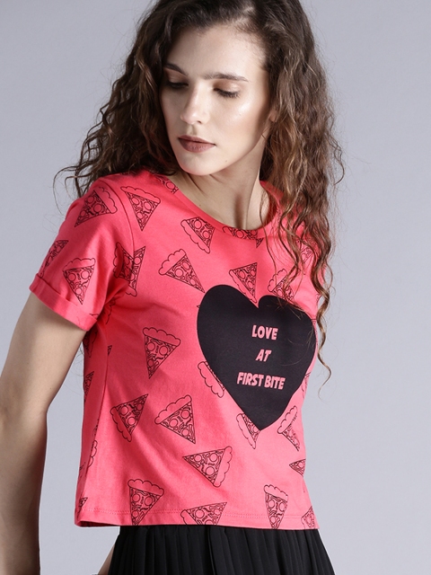

Kook N Keech Women Pink Printed Round Neck T-shirt