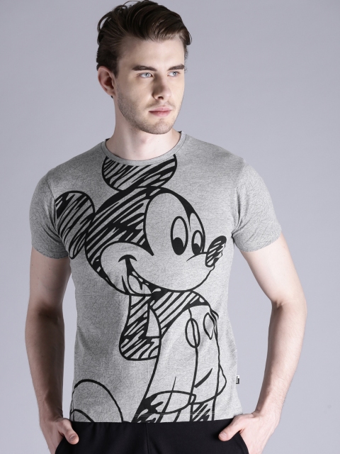 

Kook N Keech Disney Men Grey Melange Printed Round Neck T-shirt