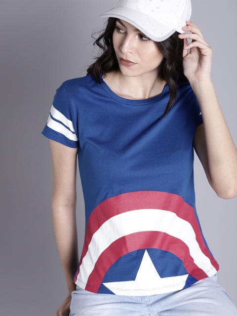 

Kook N Keech Marvel Women Blue Printed Round Neck T-shirt