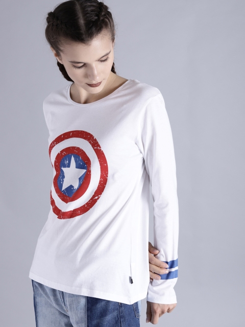 

Kook N Keech Marvel Women White Captain America Print T-shirt