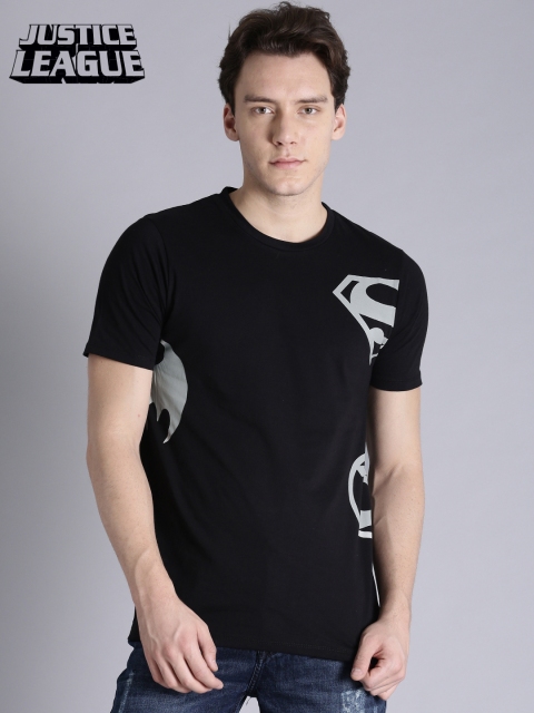 

Justice League Men Black Printed Round Neck T-shirt