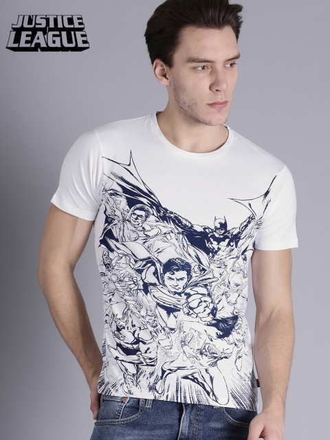 

Justice League Men White Printed Round Neck T-shirt