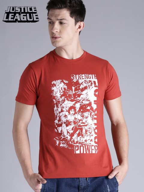 

Justice League Men Red Printed Round Neck T-shirt
