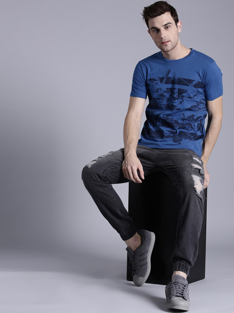 

Justice League Men Blue Printed Round Neck T-shirt