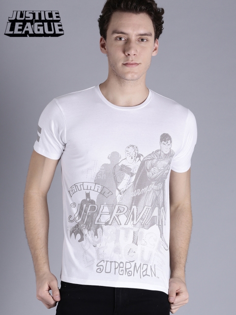 

Justice League Men White Printed Round Neck T-Shirt