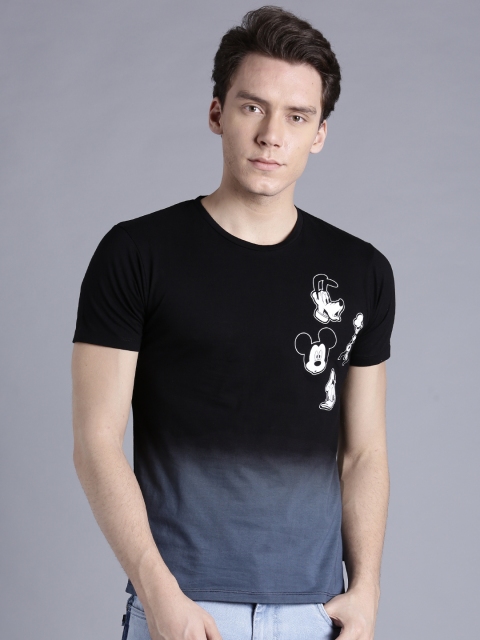 

Kook N Keech Disney Men Black & Grey Dyed Round Neck T-shirt