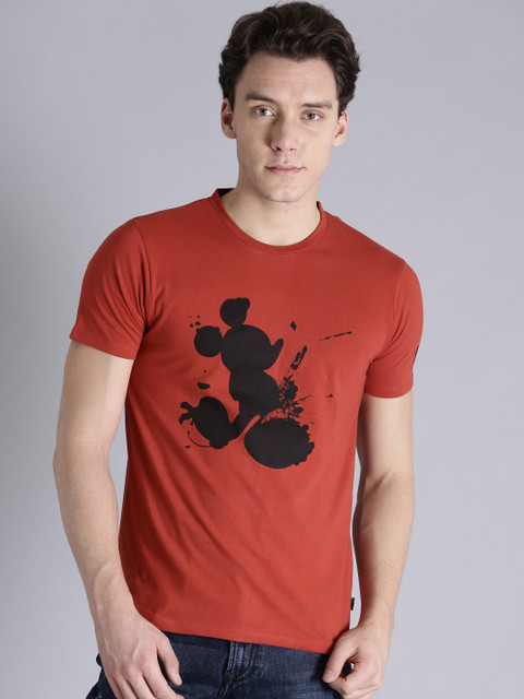 

Kook N Keech Disney Men Rust Printed Round Neck Pure Cotton T-shirt