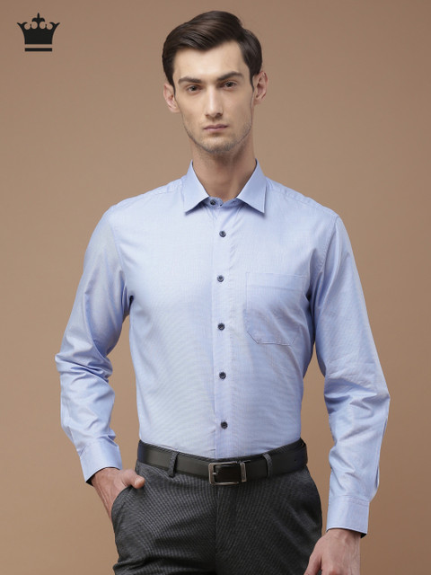 

Louis Philippe Men Blue Milano Slim Fit Self Design Formal Shirt