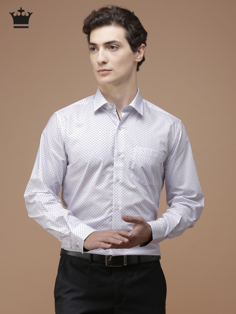 

Louis Philippe Men White & Purple Milano Slim Fit Printed Formal Shirt