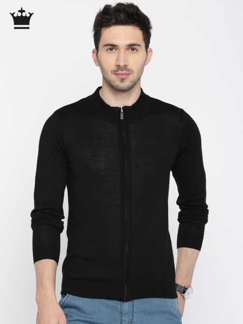 

Louis Philippe Men Black Solid Front-Open Sweater