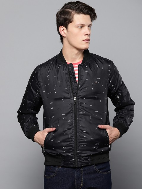 

Louis Philippe Sport Men Black Printed Bomber