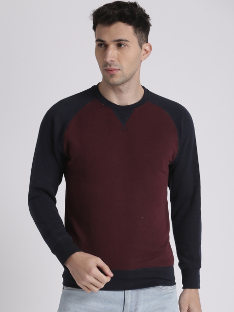 

Splash Men Maroon & Navy Blue Solid Sweatshirt