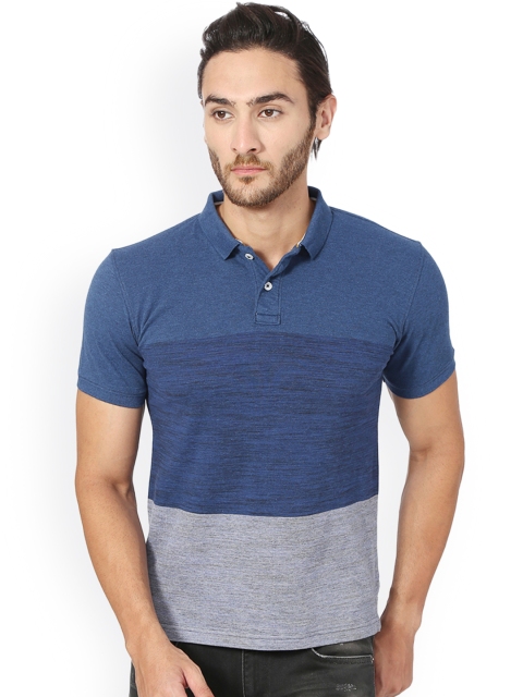 

Peter England Casuals Men Blue Colourblocked Polo Collar T-shirt
