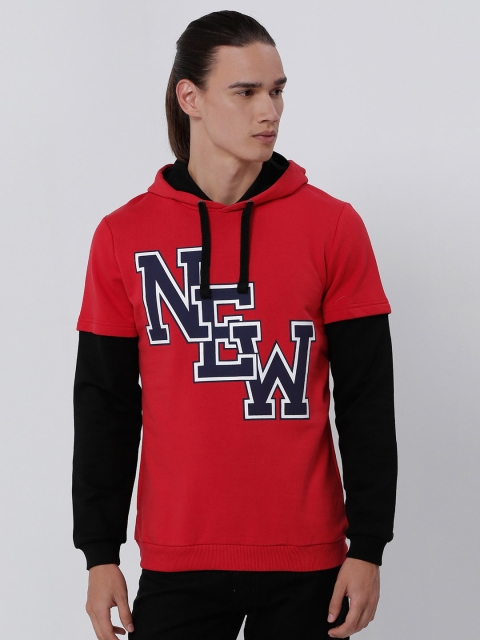 

Splash Men Red Printed Hooded Sweatshirt