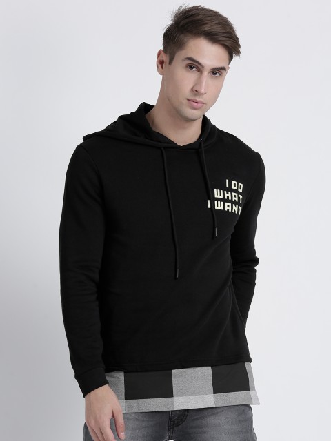 

Splash Men Black Solid Hooded Sweatshirt