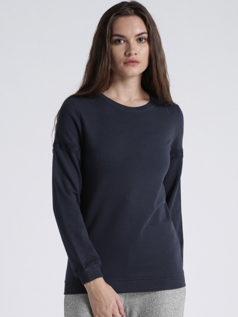 

Splash Women Navy Blue Solid Sweatshirt