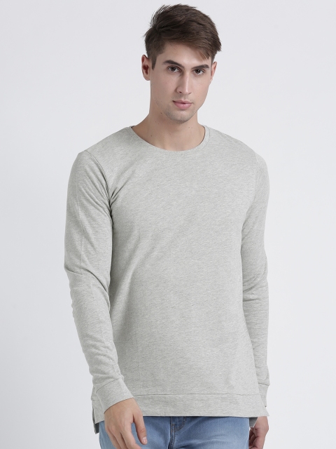 

Splash Men Grey Melange Solid Round Neck T-shirt