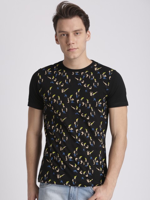 

Splash Men Black Printed Round Neck T-shirt