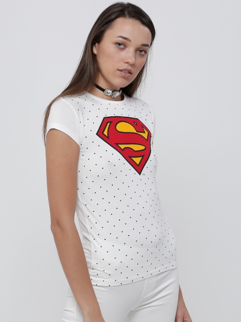 

Splash Women White Printed Round Neck T-shirt