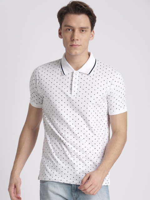 

Splash Men White Printed Polo Collar T-shirt