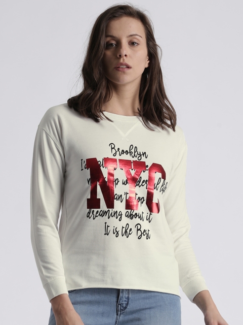 

Splash Women White Printed Round Neck T-Shirt