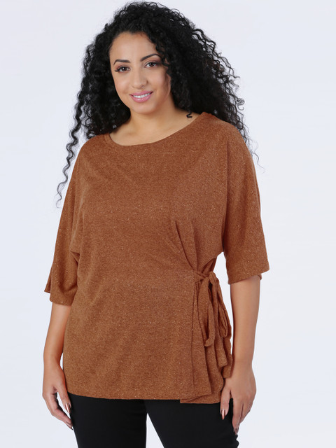 

Splash Women Brown Solid Tie-Up Top