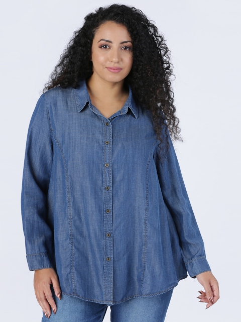 

Splash Women Blue Regular Fit Solid Denim Shirt