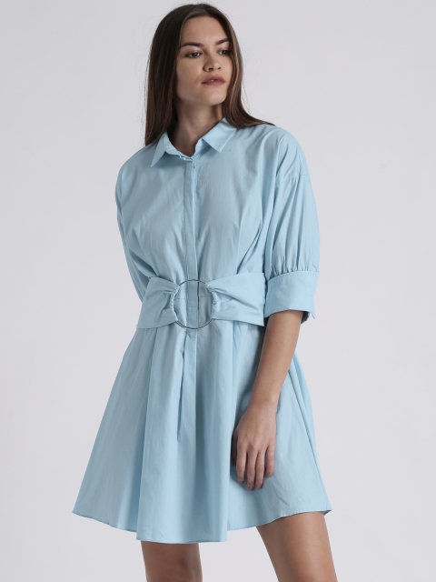 

Splash Women Blue Solid Shirt Dress