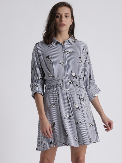 

Splash Women Blue & White Striped Shirt Dress