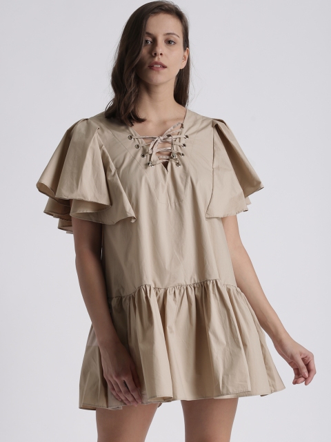 

Splash Women Beige Solid Drop-Waist Dress