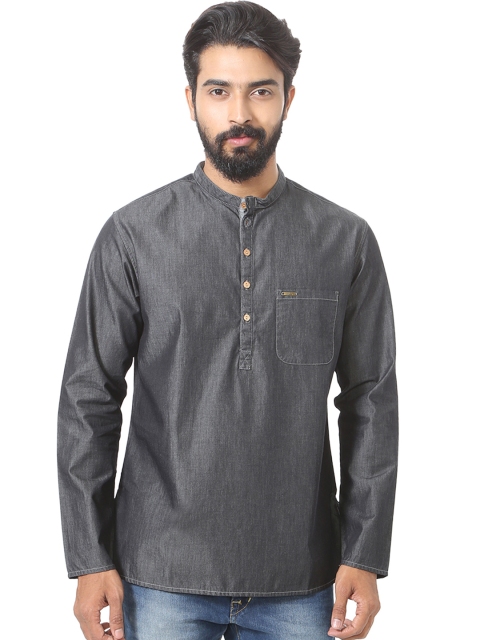 

Peter England Men Grey Solid Straight Kurta