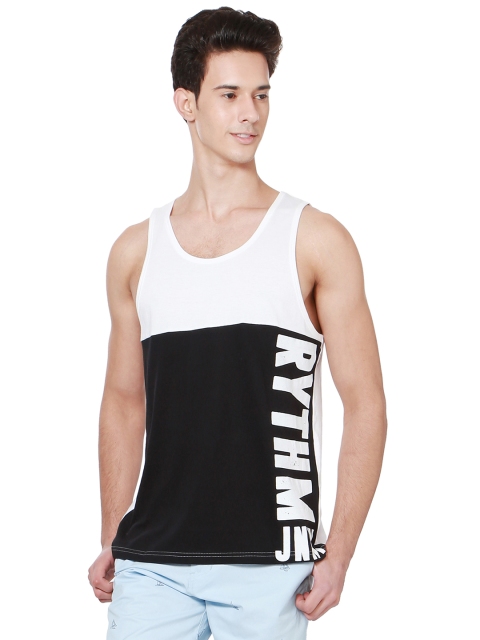 

People Men White Printed Round Neck Sleeveless T-shirt
